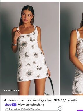 Show Me Your MuMu Let’s Go Mini - White Celestial Sequin Mini Dress